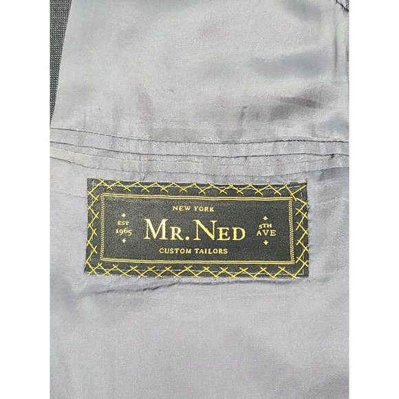 Bespoke ~38L Mr Ned 5th Avenue Super 120's Grey Check Blazer See Measurements - Picture 4 of 9